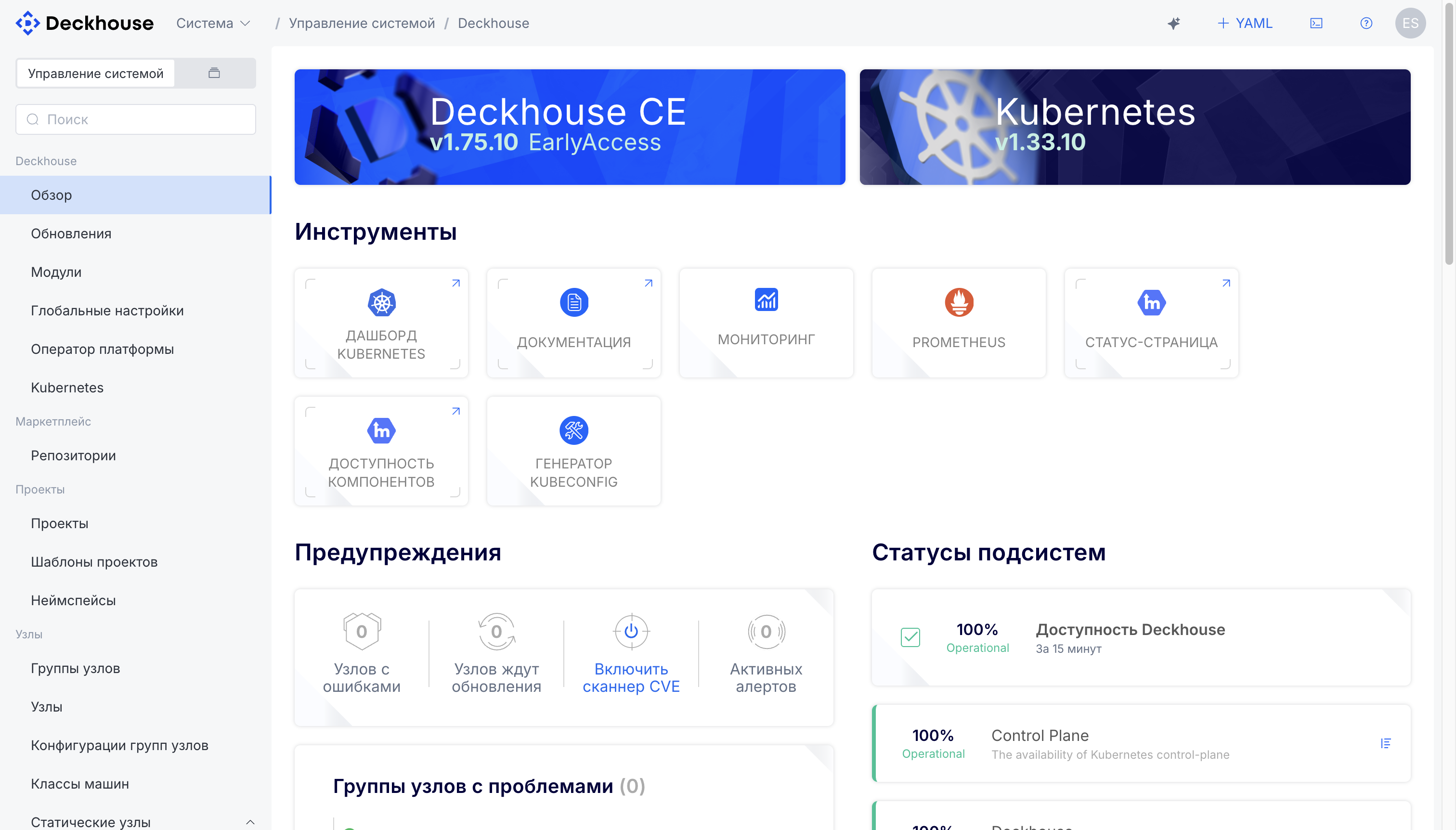 Cluster overview