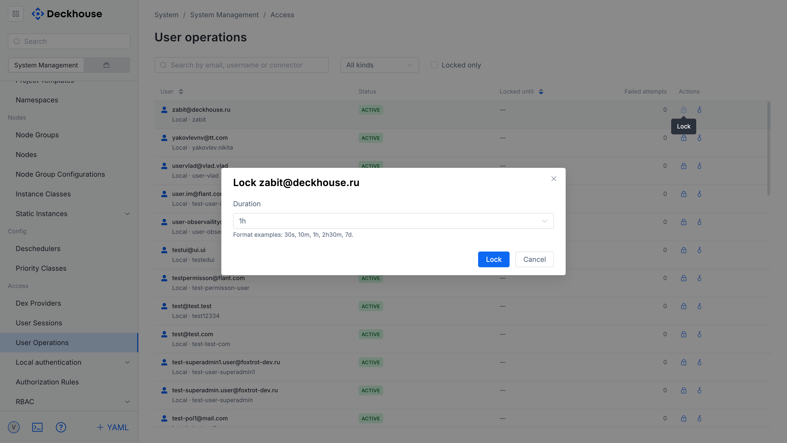 User blocking form