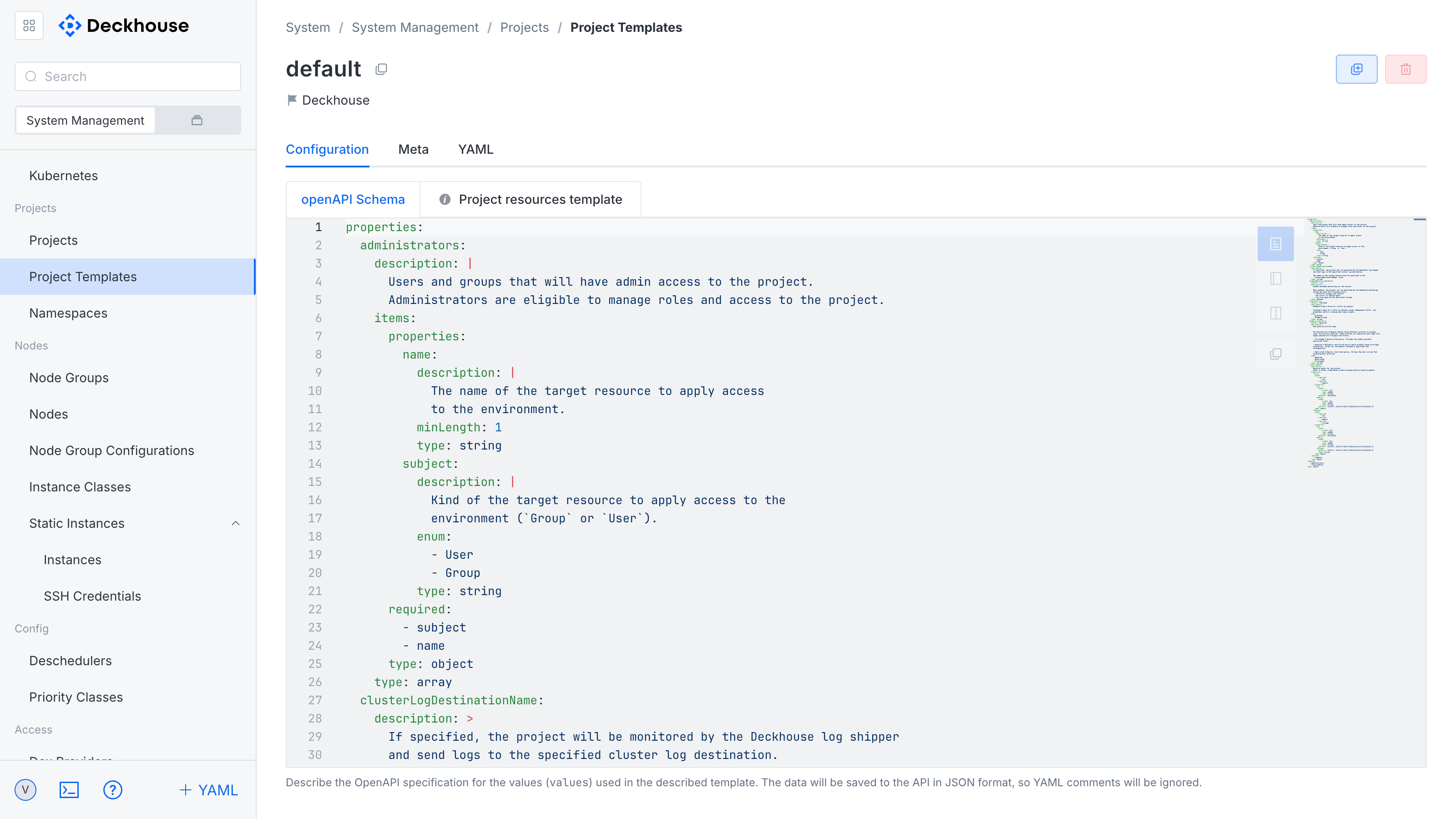 "OpenAPI schema" tab