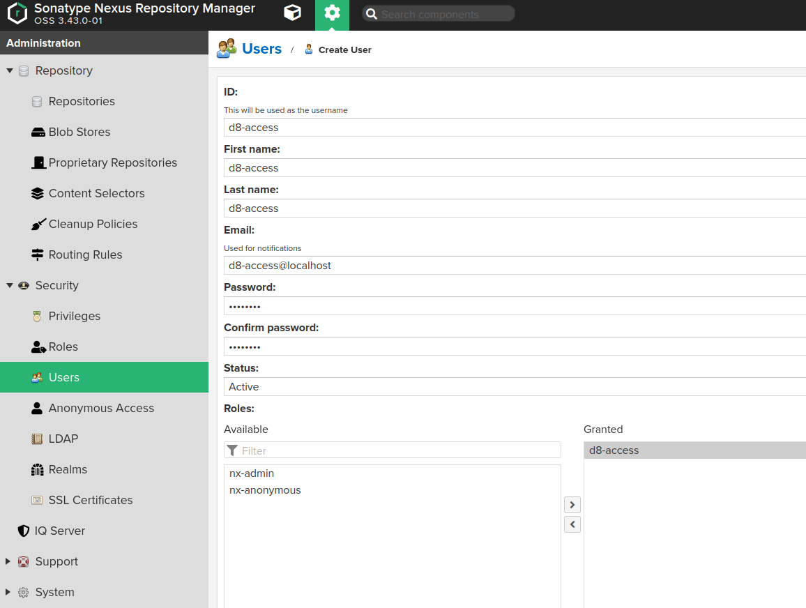 Create Nexus User